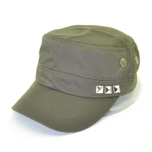 Плоская верхняя крышка армии Лето Для женщин и человек заклепки Snapback hat Gorras путешествий унисекс Регулируемый военный Шапки