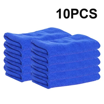 

10pcs Microfiber Cleaning Cloth No-Scratch Rag Car Polishing Detailing Towel 25* 25cm Blue Superfine Fiber Towels