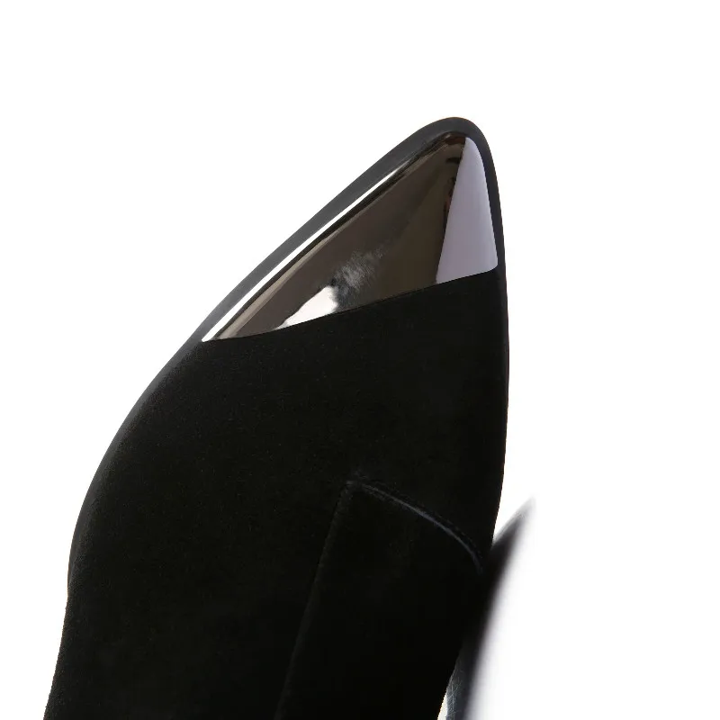 De Genuino Cuero Tobillo Para Black Las Metal black Tacón Mujeres Mujer Autumn Zapatos Invierno Pie Niñas Del Dedo Medio Winter Botas Marca Moda Xiuningyan Martin q0YwT5