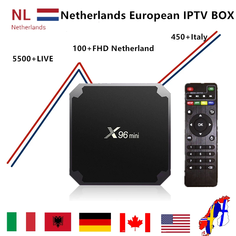 

Dutch IPTV BOX Nederlands iptv X96 mini Android TV Box 7.1 4K+ IPTV Nordic Sweden USA Canada European UK Italia smart tv box
