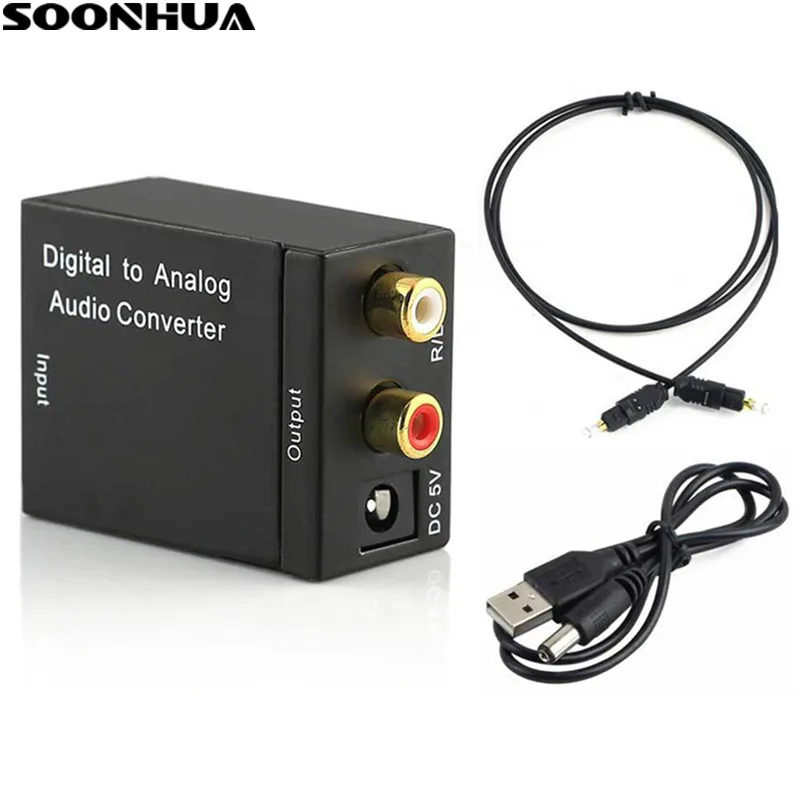 Оптический цифро-аналоговый аудио RCA L/R преобразователь SOONHUA цифровой