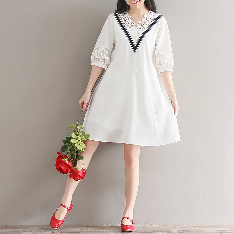 Japan Fashion Mori Girl Dress 2018 Summer Women Literary Sweet White ...