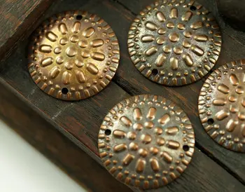 

10 pcs Antique Copper Brass Round Connectors, Charms, Pendant,Findings (20 mm) pen 390