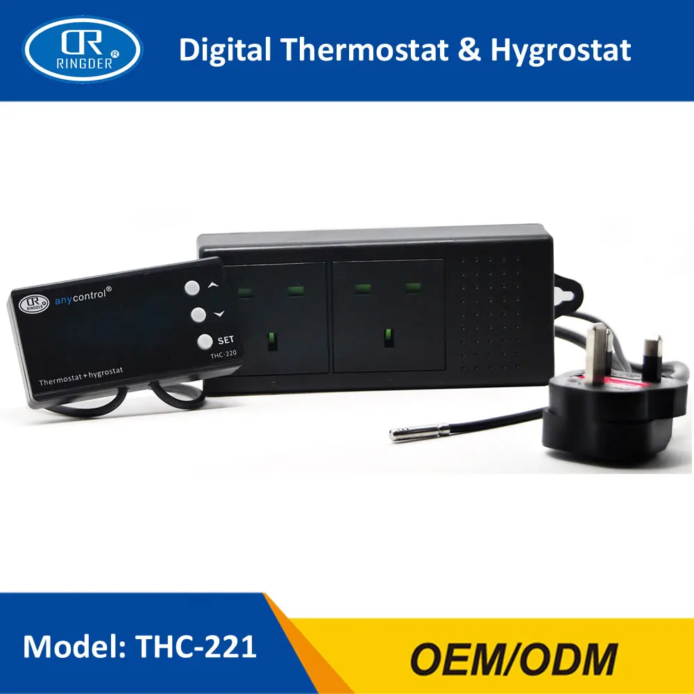 Goede Ringder THC 221 Digitale Temperatuur Vochtigheid Controller Regulator Hygrothermostaat Thermo Hygrostaat Kas Reptiel Terrarium
