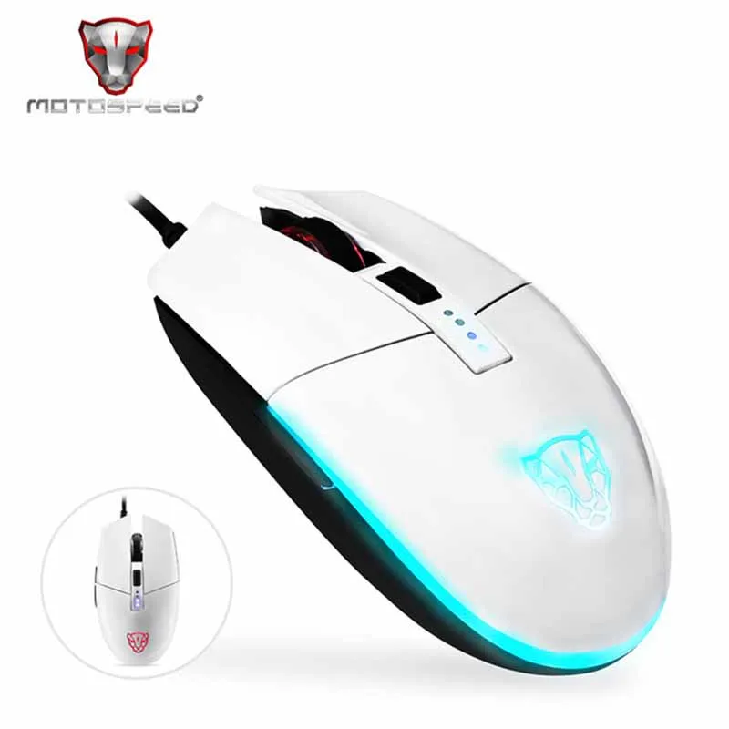 

Motospeed V50 Wired Gaming Mouse 4000 DPI Ergonomic Design 4-Speed DPI Adjustment RGB Cool Backlight Programmable For Official