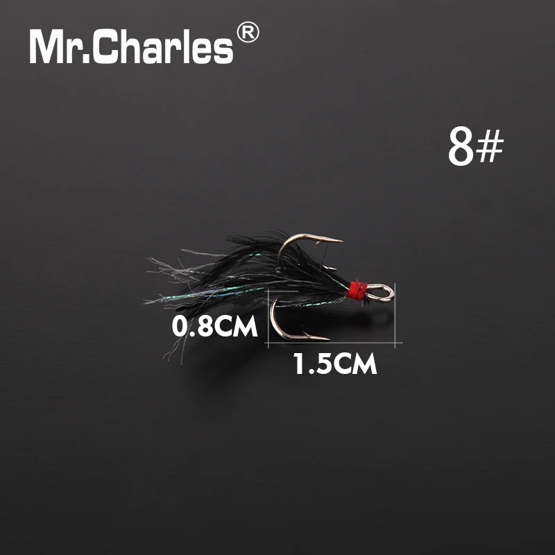 Mr. Charles 35647-черные перья тройной крючок 2#/4#6#8# прочность достаточно для большой рыбы приманки рыболовные снасти рыболовные инструменты