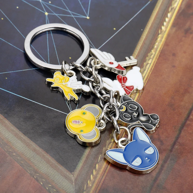 Anime Jewelry Card Captor Sakura Kinomoto Star Wand Key Keychain Fashion Creative Trinket Key Chains Bags Keyring