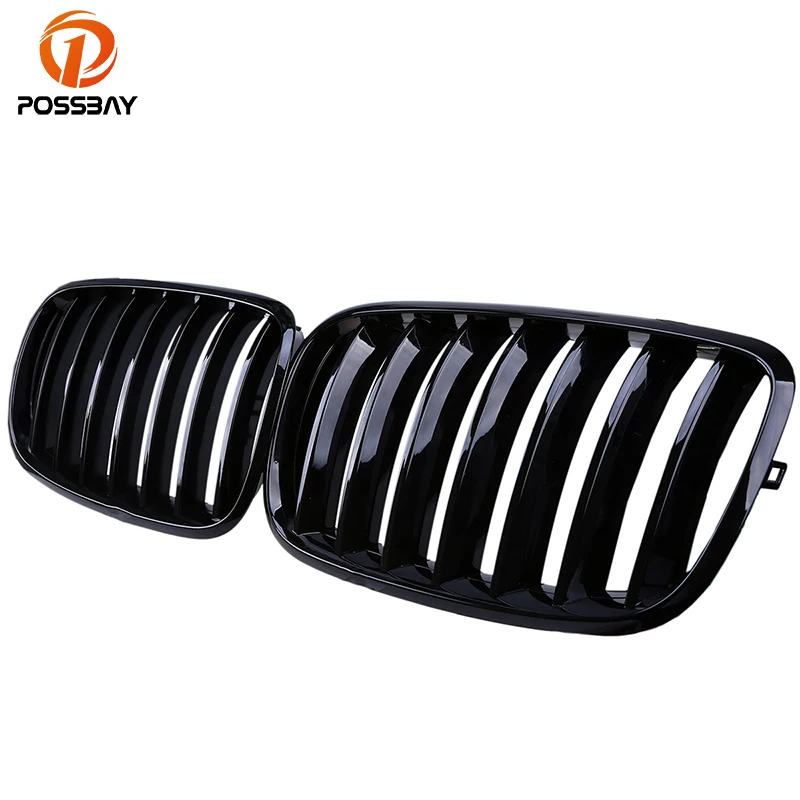 

POSSBAY Car Grilles Vent for BMW X5 E70 35iX/35dX/40dX 2007-2013 Gloss Black Front Kidney Grille Grills Car Cover Decoration