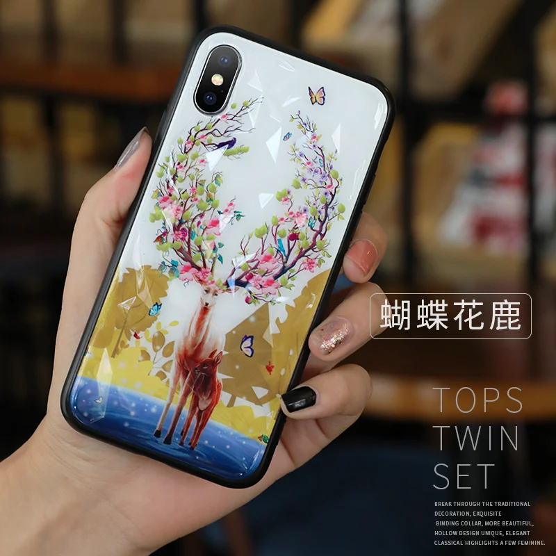 50 шт./партия, мягкий чехол из ТПУ с алмазным цветком+ PC для IPhone X XR XS MAX 7/8 7 PLUS/8 PLUS 6 6 PLUS