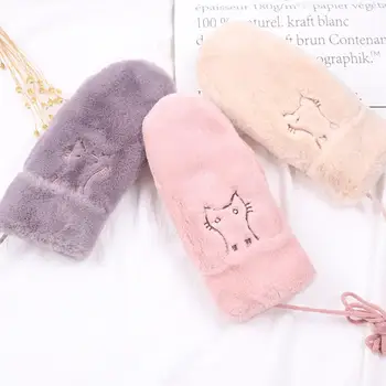 

ZACOO Girl Sweet Gloves Women Winter Warm Hanging Neck Gloves Cartoon Lovely Candy Color Mitten 2018 winter new san0