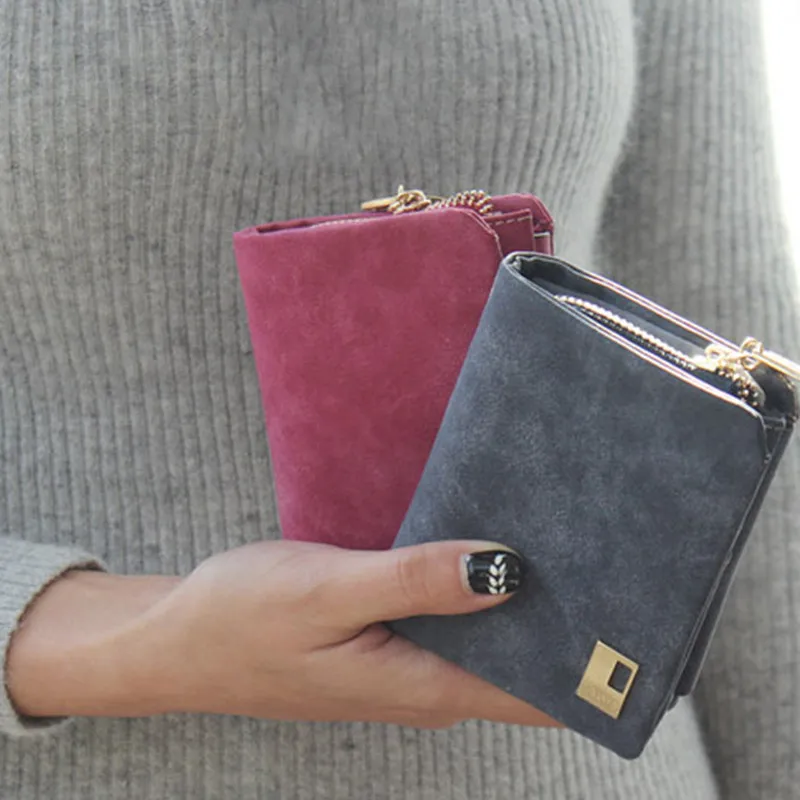 8.5*10.5*3cm Women Short Leather Wallet 2017 Mini Money Clip Purse Multifuctional Clutch Change Coin Bag Free Shipping J445