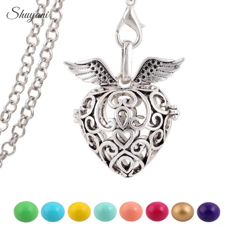 10PCS-Silver-Plated-Mexican-Bola-Heart-Cage-Pendant-Angel-Bola-Caller-16mm-Sounds-Harmony-Ball-for