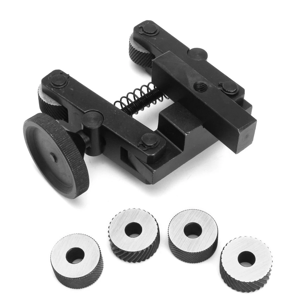 

45# Carbon Steel Knurling Wheels Holder Knurling Tool Holder Linear Knurl Tool Lathe Adjustable Shank + 6pcs Wheel Mayitr