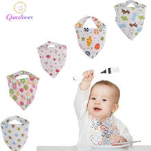 Quaslover детский нагрудник треугольник двойной хлопок нагрудники мультфильм печати слюнявчик полотенце Новорожденные Мальчики Девочки передник для кормления нагрудники в виде банданы для новорожденного