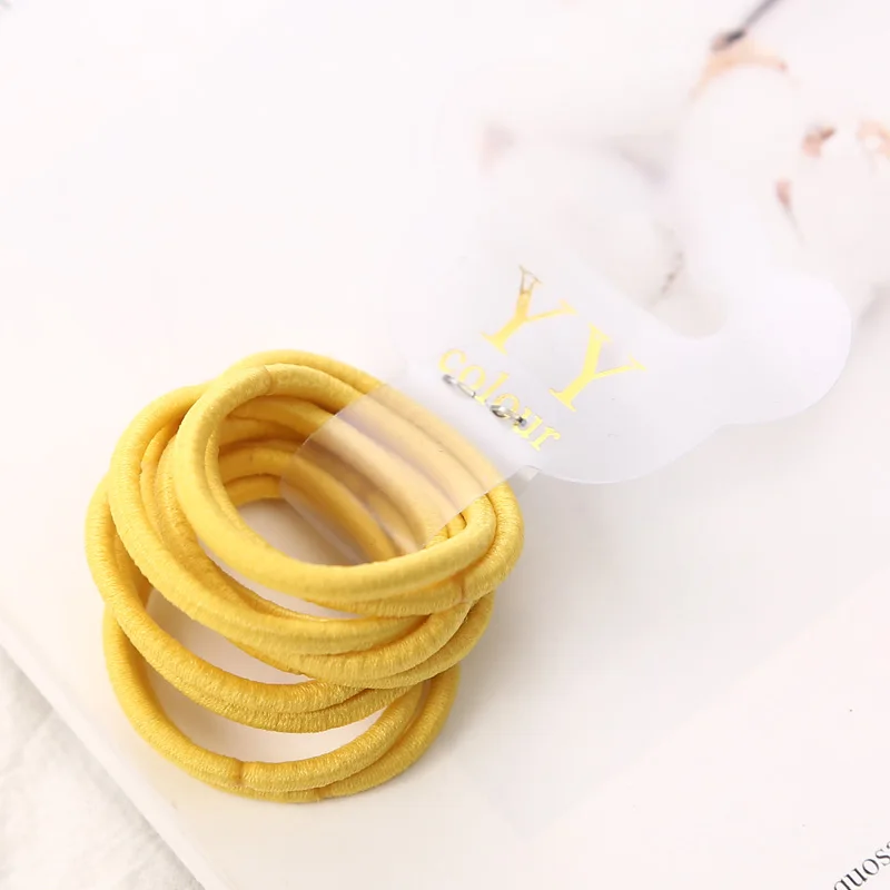 50pcs Yellow 50 шт в наборе, милые девушки хвостик волос держатели Головные уборы конфеты Цветной эластичные держатели модные аксессуары детские резинки галстук Резинки - Цвет: 50pcs Yellow