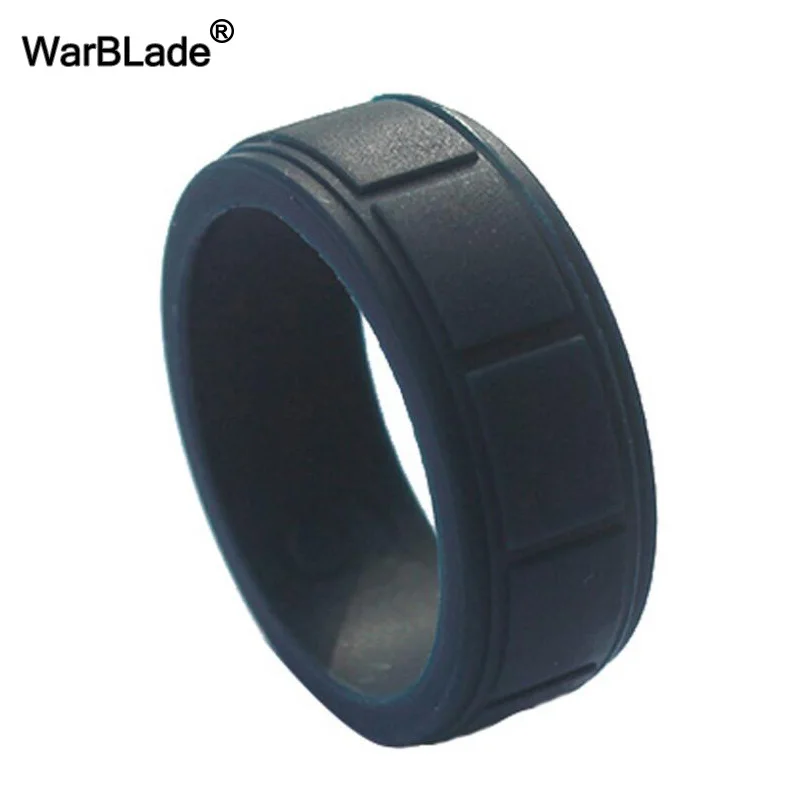 Новые пищевые силиконовые кольца FDA для мужчин, свадебные резиновые кольца, гипоаллергенные гибкие спортивные антибактериальные силиконовые кольца на палец - Цвет основного камня: Dark blue
