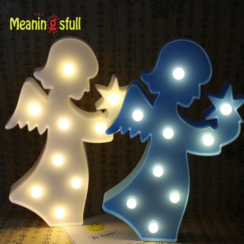 

Meaningsfull Plastic Angel Led Night Light 9 Led Marquee Letter Sign Table Lamps For Party Wedding Kids Birthday Gift Home Decor