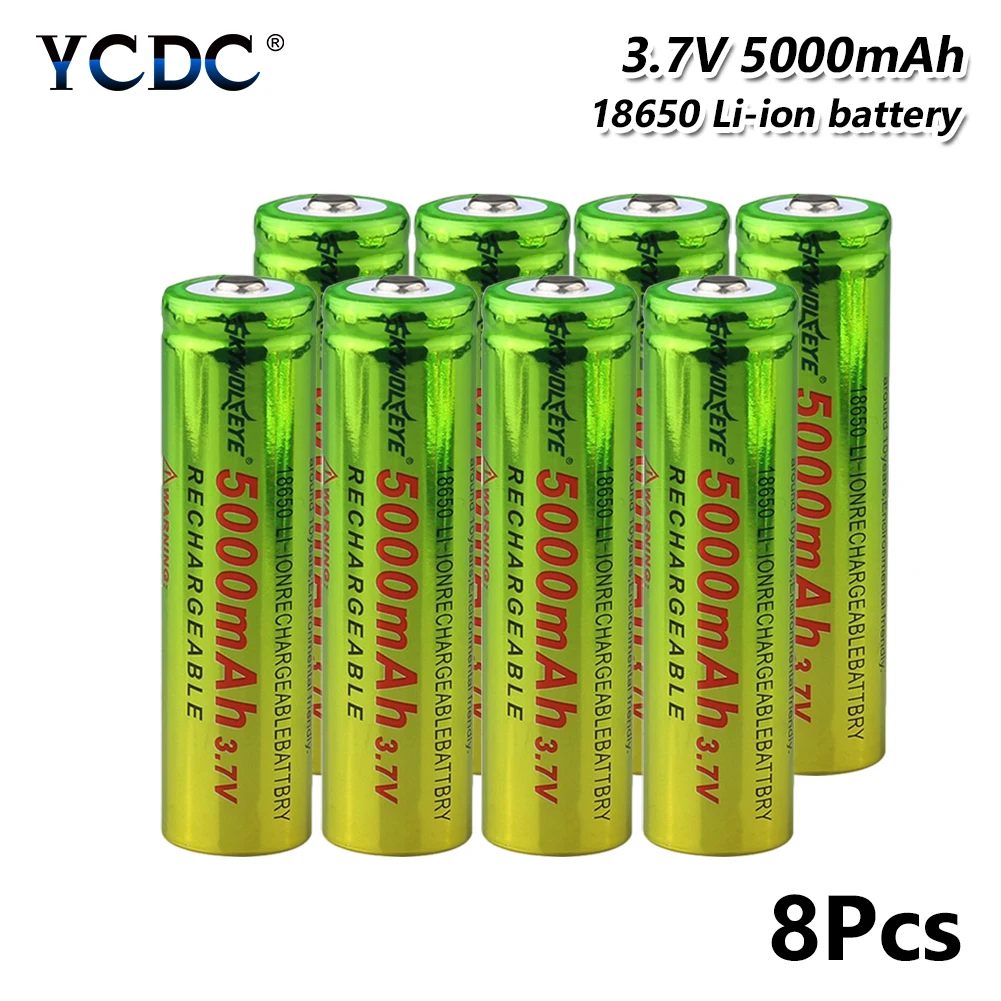 18650 литий-ионная батарея 3,7 V 5000MAH аккумулятор для перезаряжаемый аккумулятор для электронных сигарет Высокая мощность разряда большой ток - Цвет: 8 Pcs