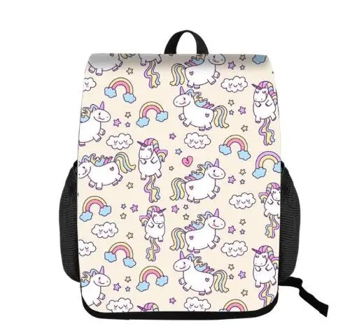 Мультфильм Единорог печатных школьный рюкзак для подростка Drawstring Deisgn женский путешествия холщовый рюкзак леди