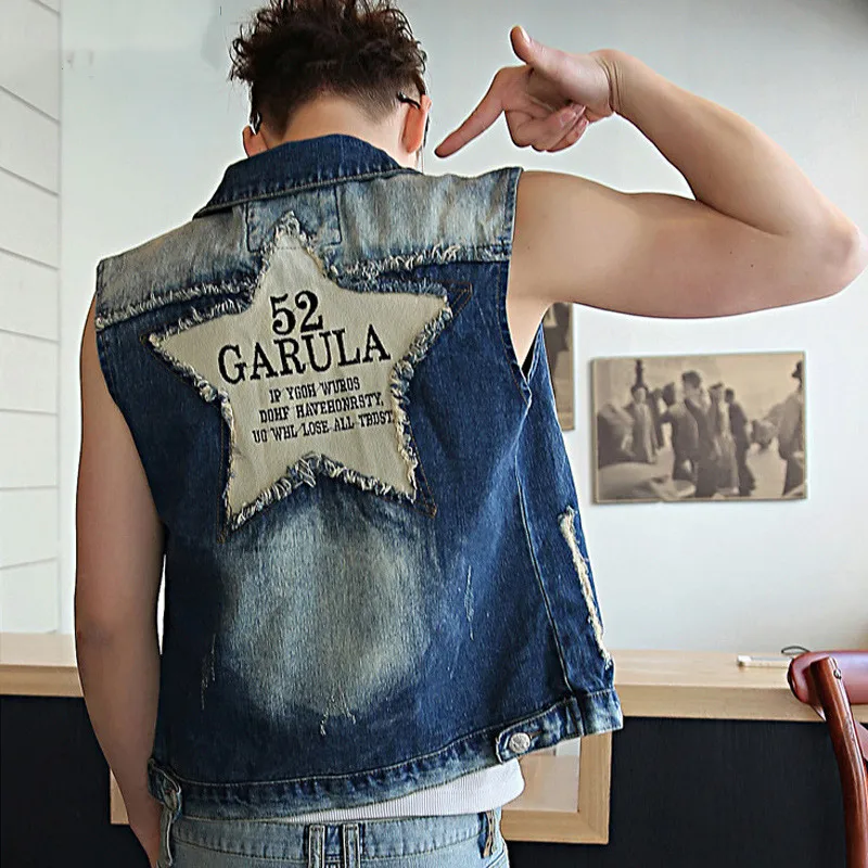 

New Spring Summer Denim Vest Classic Design Casual Men Korean version Plus Asian size