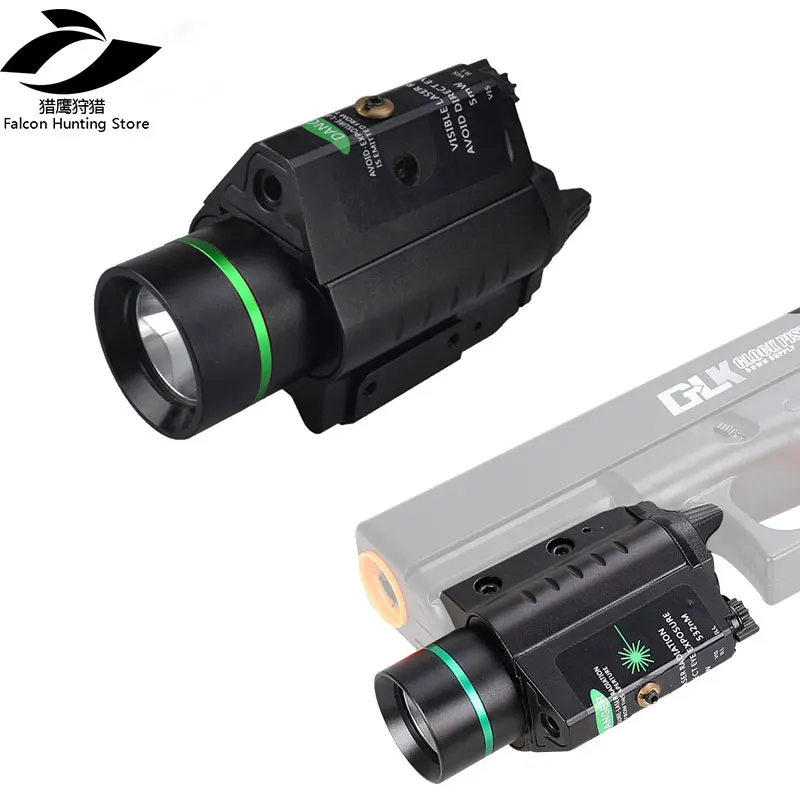 

Tactical Combo Metal Green Dot Optical Sight LED Laser Flashlight with 20mm rail Weaver Picatinny Fit For All 20mm Rail Gun Gloc