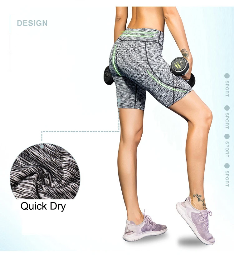 Для женщин Activewear с боковыми карманами бег Шорты тренажерный зал для обучения фитнесу Шорты ткань отводящая влагу Короткие штаны для йоги тренировки спортивные Шорты