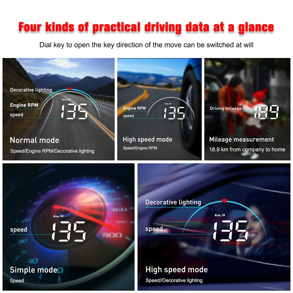 Автомобильный HUD Дисплей проектор для ветрового стекла OBD2 OBDII Превышения скорости Предупреждение Системы автоматический электронный Напряжение сигнализации