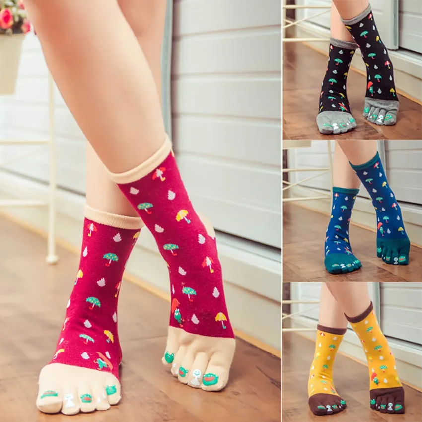 

Fashion Lady Women Girl Small umbrella Toe Socks women Five Finger Cotton Funny Socks Comfortable Sports Breathable cotton Socks