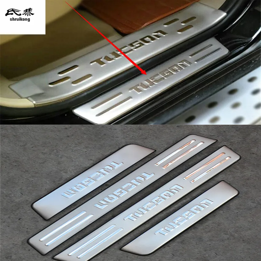

Free shipping 4pcs/lot for 2006-2014 Hyundai TUCSON stainless steel scuff plate door sill pedal car accessories