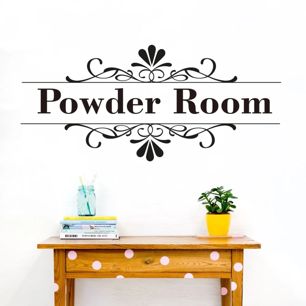 Powder Room Sign Wall Decal Girl Room Make Up Room Powder Room Quote Saying Wall Sticker Vinyl Home Decor Art Mural (3)