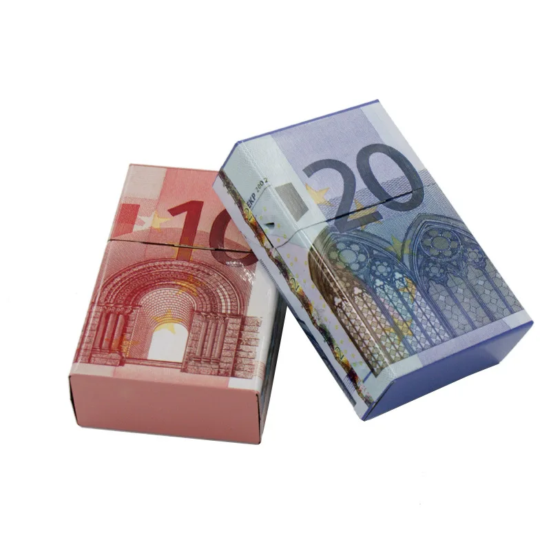 

Personality EUR Printing Cigarette Case Tobacco Storage Case Holder 20 Pcs Cigarettes Box Storage Container