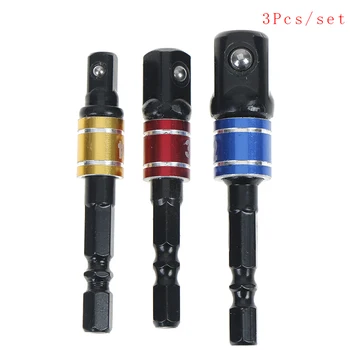 

3Pcs Power Hand Tools Sockets Adapter 1/4" Hex Shank Square Nut Driver Drill Impact Socket Extension Bit Adapter Socket Wrench