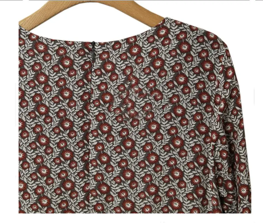 XL-4XL размера плюс цветочный принт Длинные платья Женская одежда осень o-образным вырезом с длинным рукавом Свободные повседневные женские винтажные платья