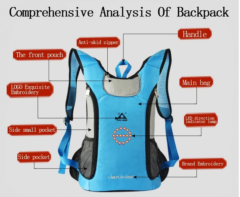 26L светодиодный рюкзак с сигналами для рыбалки, велоспорта, плавания, болотных видов спорта, Походов, Кемпинга, прогулок, бега, дистанционного управления