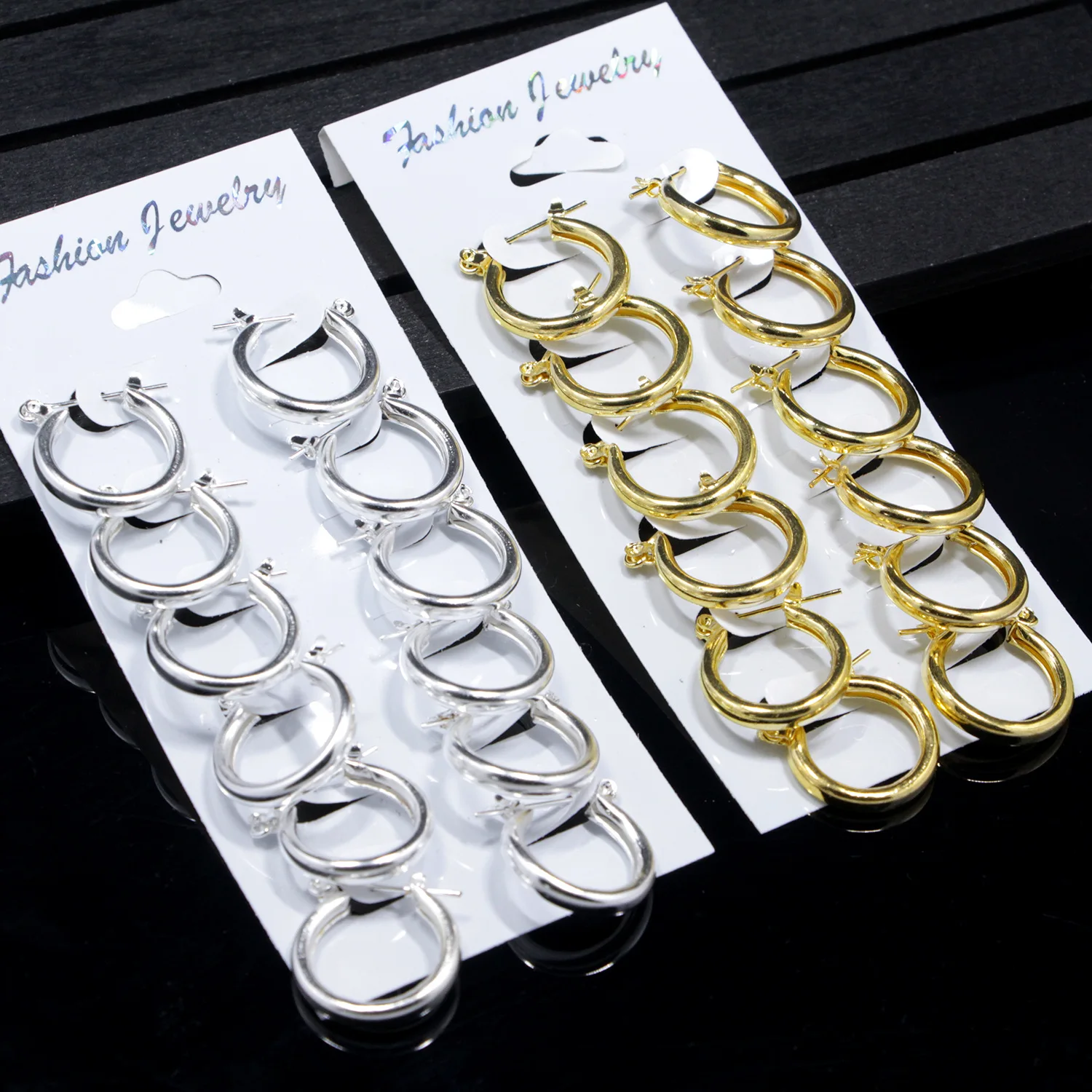 6 пар/уп. простые металлические серьги-кольца золотого и серебряного цвета, размер для женщин, подарок для девушек, модные ювелирные изделия Brinco, новинка