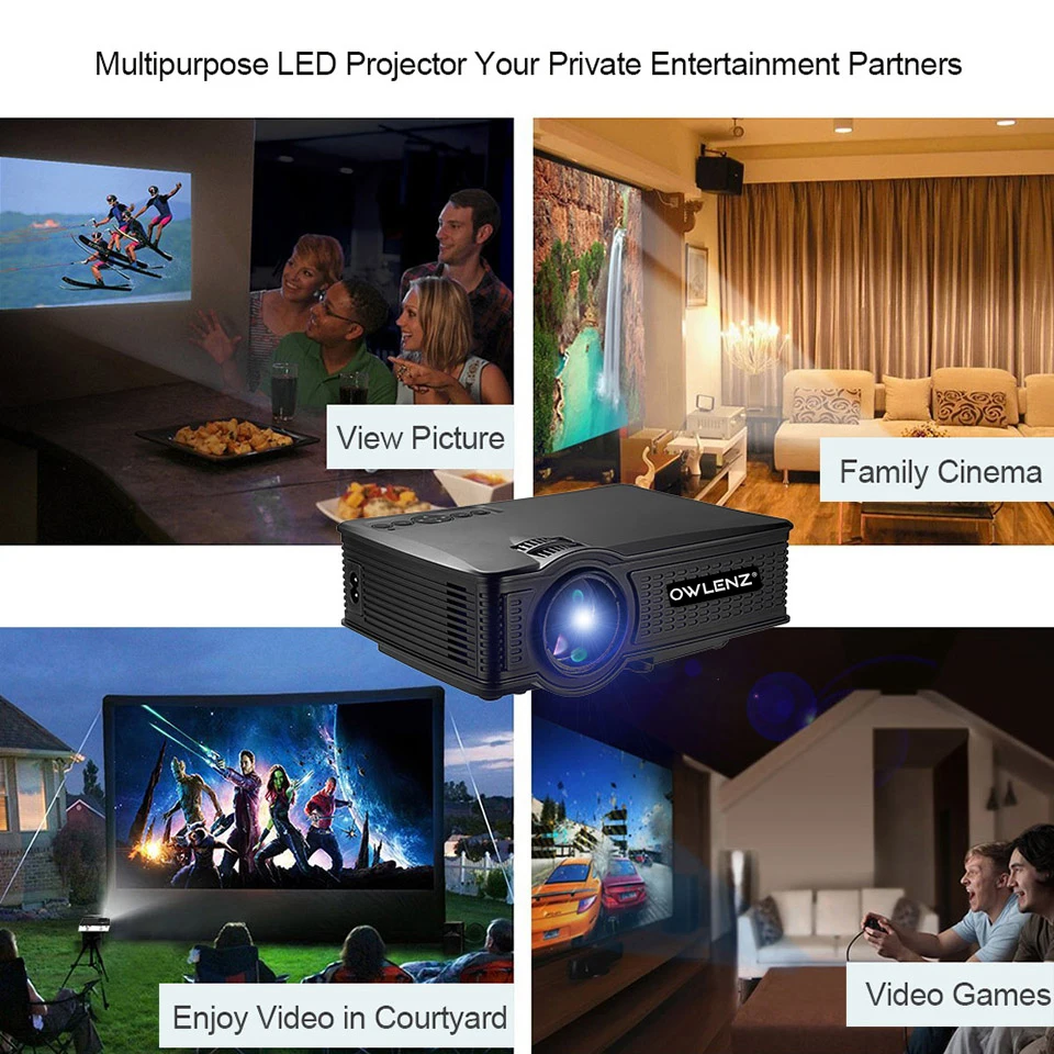 Owlenz SD60 мини светодио дный проектор 1500 люмен 1000:1 Поддержка 1080 P Wi Fi ЖК Multi Экран/airplay