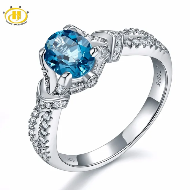 hutang solid 925 sterling silver natural gemstone london blue topaz engagement rings fine jewelry for women - Blue Topaz Wedding Rings hutang solid 925 sterling silver natural gemstone london blue topaz engagement rings fine jewelry for women - Blue Topaz Wedding Rings