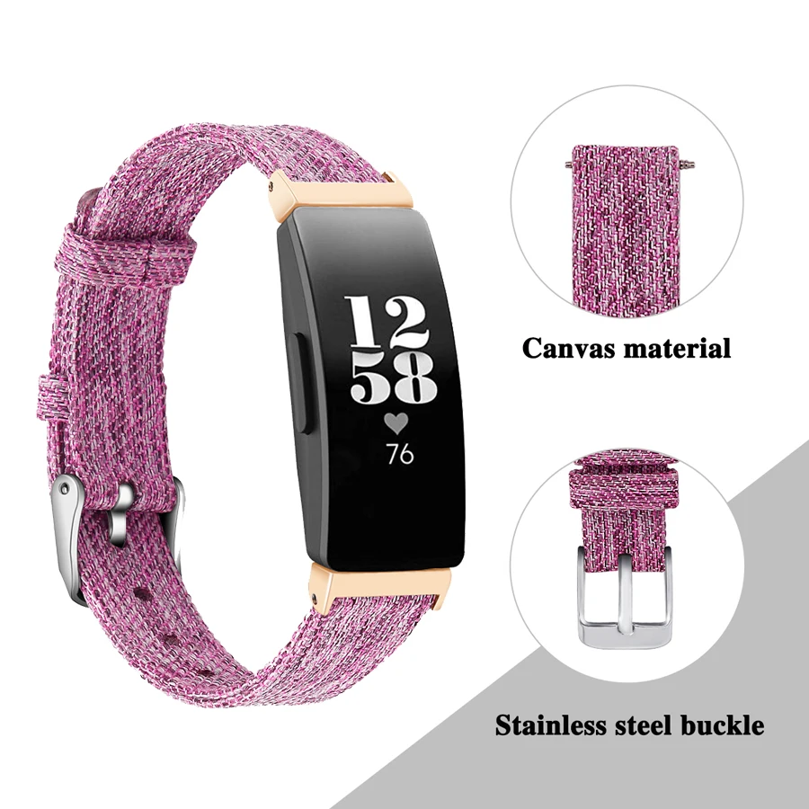Сменный нейлоновый тканый тканевый ремешок для браслета Fitbit Inspire с металлическим