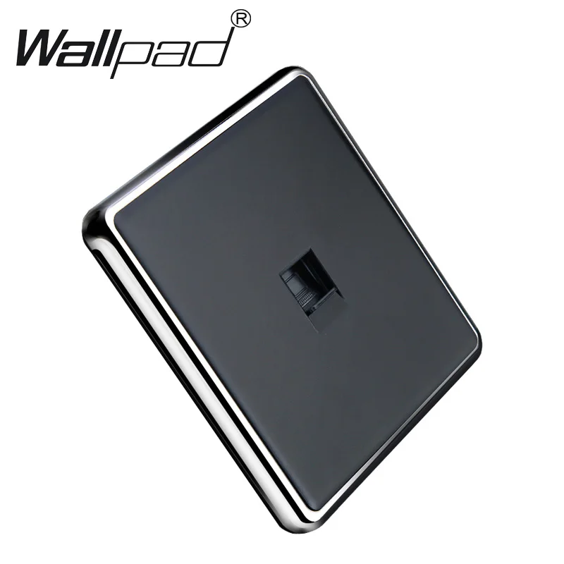 

Data Socket Wallpad Plastic Chrome Frame Black Eternet Outlet RJ45 Wall Socket