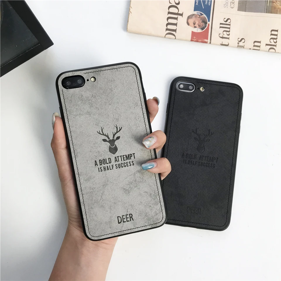 

Fabric Deer Case For iphone XS MAX XR X SE 5 5s 6 6s 7 8 Plus Huawei Mate 10 20 Lite Nova 3 P20 P10 Honor 9 8X Cloth Art Cases
