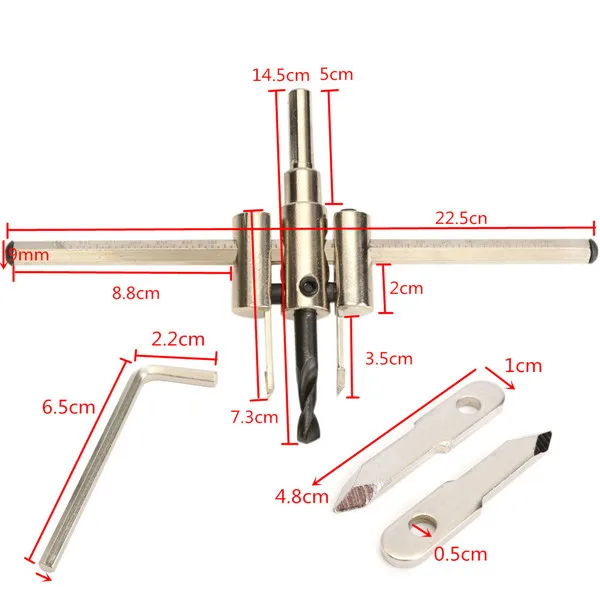 40mm-200mm Adjustable Metal Wood Circle Cutter Hole Saw Drill Bit