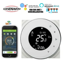 24VAC, 95~ 240VAC 2 трубы вентилятор термостат Wi-Fi google дома alexa для прохладной и отопление, Кондиционер