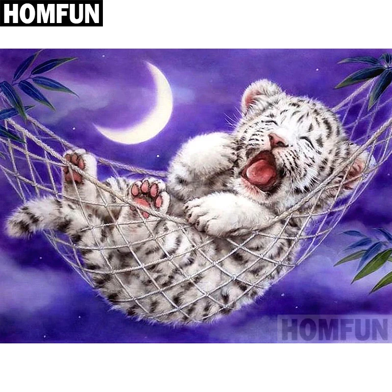 HOMFUN полный квадрат/круглая дрель 5D DIY Алмазная картина &quotЛунный тигр&quot вышивка