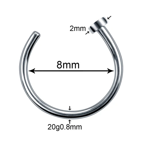 1 шт. G23 титановый пирсинг Nariz 20 г кольцо для носа C клипсой для пирсинга губ Бурун кольцо для носа пирсинг носа шпилька ноздри пирсинг - Окраска металла: T0611
