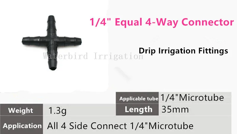 100 шт./упак. 1/" Барб крест колючая соединитель для 4 мм микро трубка садовый микропарник Оросительная арматура Капельное орошение