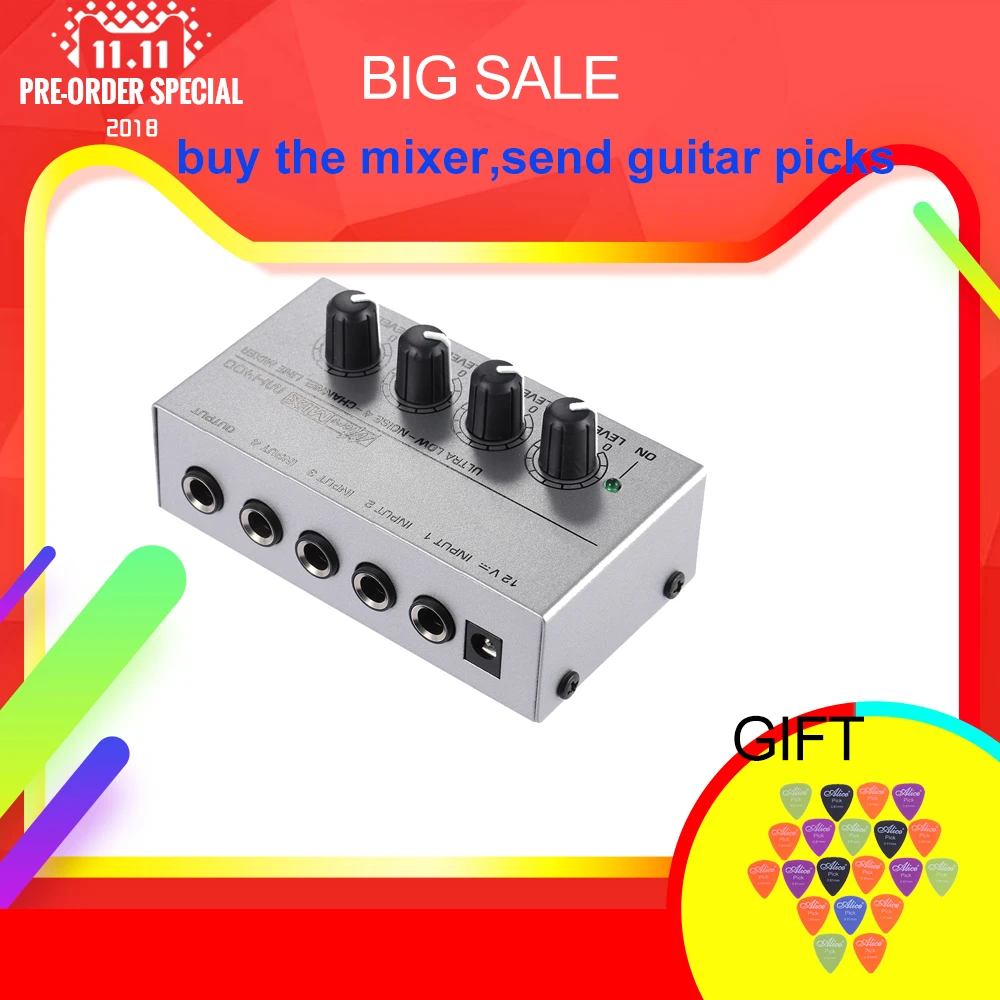 

MX400 Ultra-compact Low Noise 4 Channels Line Mono Audio Mixer with Power Adapter