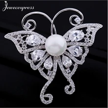 Jewecexpress Popular Butterfly zircon bright Brooches Women jewelry Party wedding Christmas gift