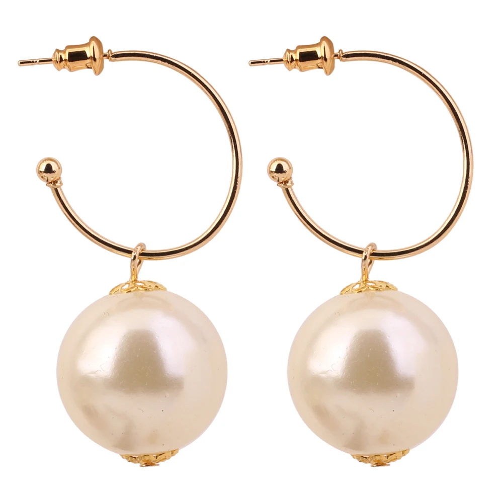 Big Simulated Pearl Women Earrings Wedding Party Jewelry Cheap Costume Earrings Lady Accessories