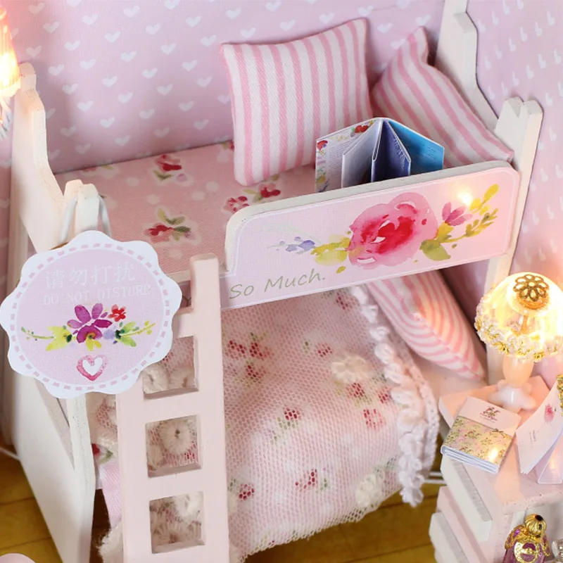 IiE CREATE Dollhouse Q0010 розовая девочка miniatue DIY комплект с подсветкой и пылезащитным покрытием