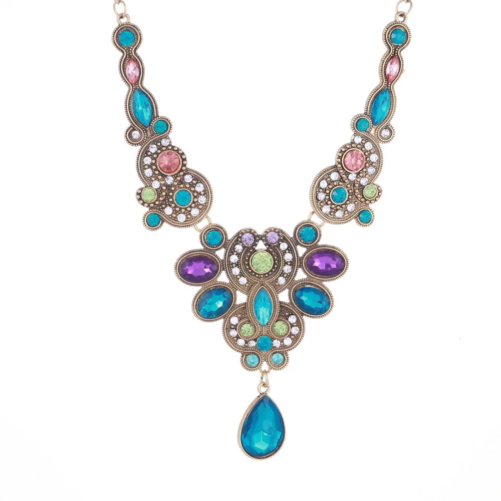 ZOSHI, женские модные ювелирные изделия с кристаллами, очаровательное колье, массивное ожерелье с нагрудным воротником,, цветные подвески и ожерелья с цветком из драгоценных камней